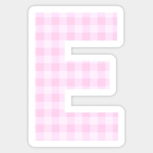 Pink Letter E in Plaid Pattern Background. Sticker